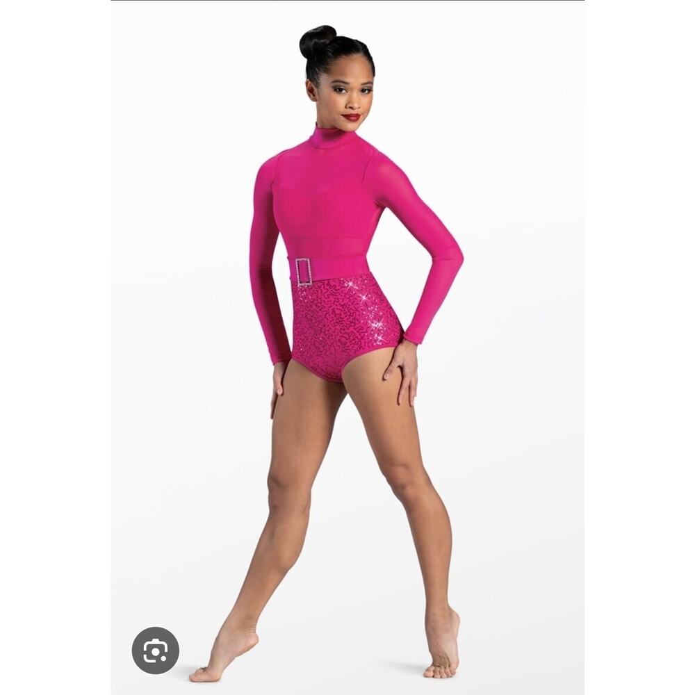 Weissman Pink Yes Yes I Can Rhinestone Buckle Dance Ballet Costume Size SA 4-6